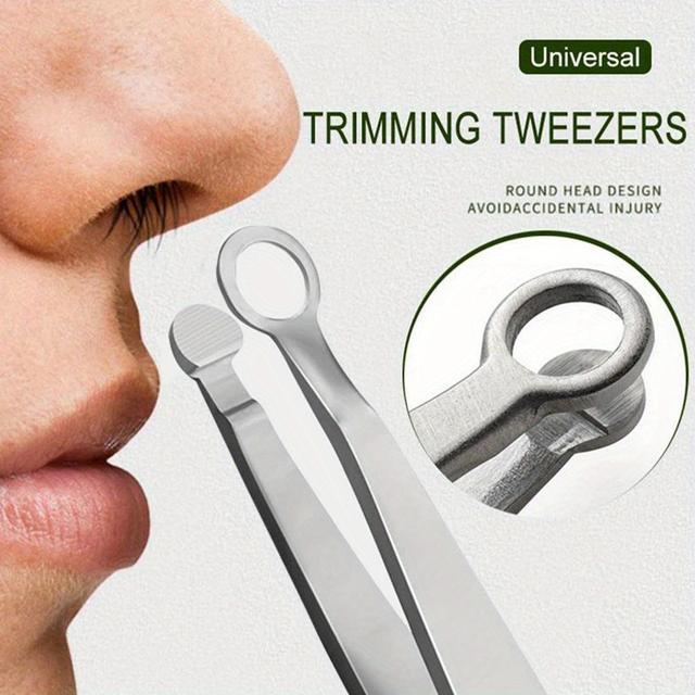 TEMU 1pc Nose Hair Trimming Tweezers, Round Head, Multifunctional Water Resistant