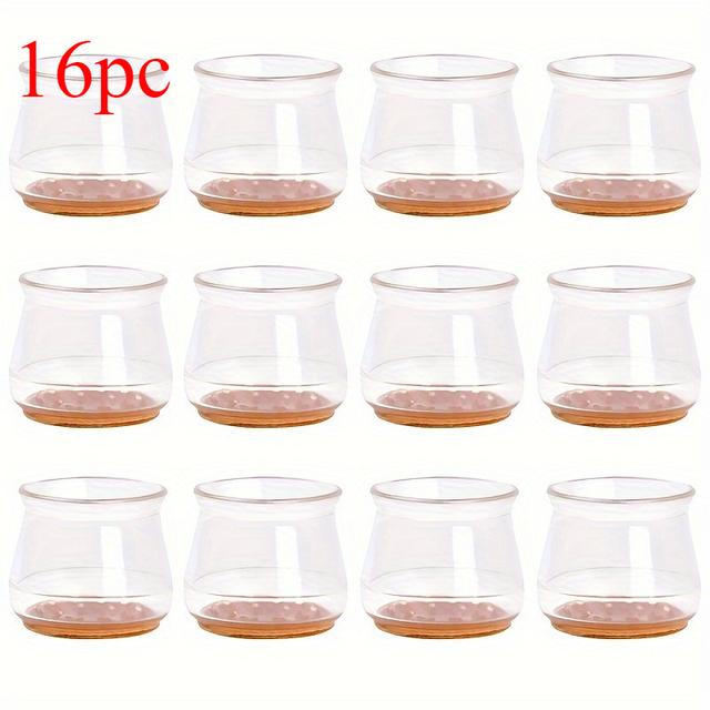 TEMU 16 ks ochranných podložek na nohy židlí s protiskluzovými plstěnýma vypolštářky – průhledné zakrytí základny stolu proti poškození pov