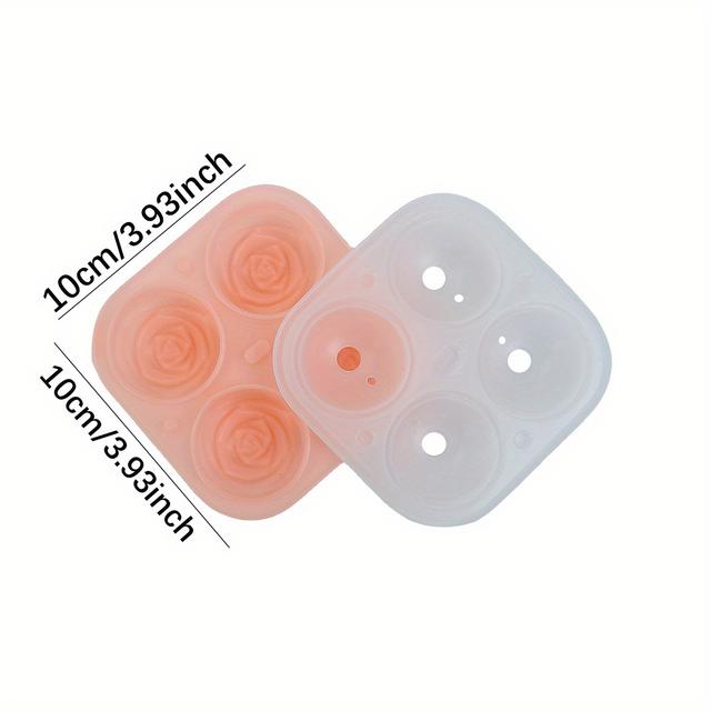 TEMU 1pc 4-cell Rose Ice Cube Mold, Multi-functional,, Cocktail, Whiskey Ice Cube Tray, Rv Party Refrigerator Supplies