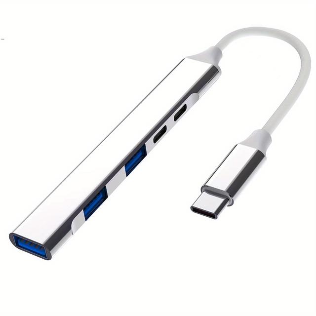 TEMU USB C ハブ 3.0、アルミニウム 5 in 1 USB ハブ スプリッターファストデータ転送、1 x USB 3.0、2 x USB 2.0、2 x USB C ポート、MacBook Pro Air/foriphone 15/for pad pro/Tablet 用
