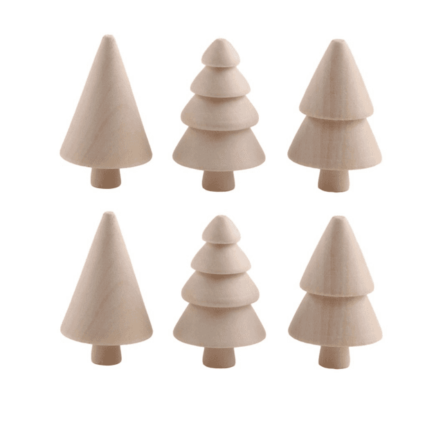TEMU 6-piece Diy Wooden Christmas Tree Craft Kit - Unfinished Wood Decoration Set For Arts, Crafts, And Holiday Projects