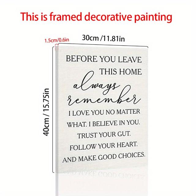 TEMU 1pc Wooden Frame Grey Typographic Wall Art Canvas Poster - Decor With Quote - Bedroom, Living Room, - Fall Season Accent, Versatile Room Decoration, Heartfel