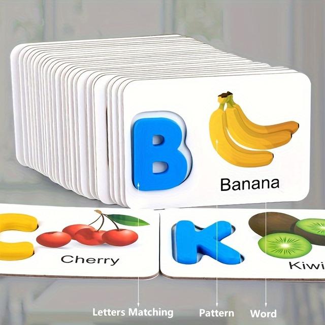 TEMU Wooden Alphabet Flashcards For - Educational Toy, Perfect Preschool Gift & Puzzle Game For Halloween And Christmas