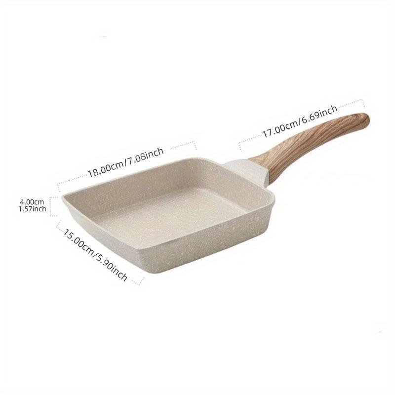 TEMU Pan Square Japanese Omelette Pan, Egg Roll Pan, Rectangle Frying Pan Wood Handle Cookware