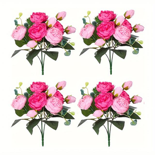 TEMU 8pcs/ 4pcs, Artificial Peony Flowers, Flowers Peonies Bouquet Vintage Wedding Home Table Door Decor Resuable Bouquet Of Rose Flowers For Valentine Wedding Birthday Party Home Office Vase