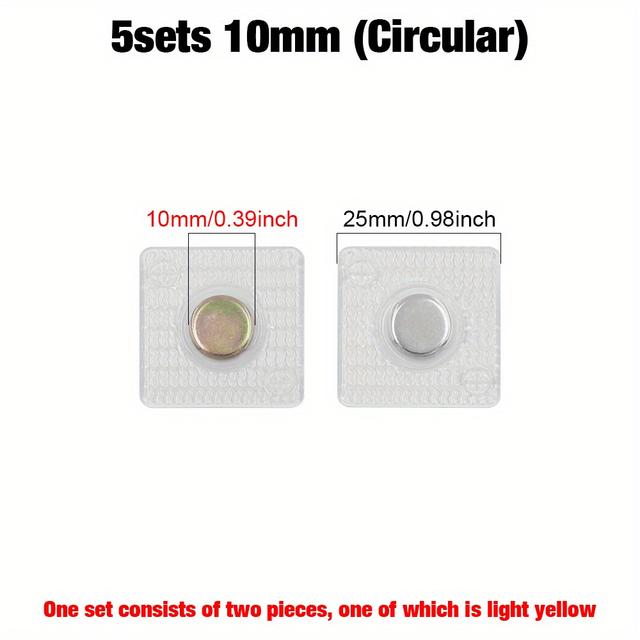 TEMU 5 set PVC osynliga magnetknappar, /fyrkantiga, magnetiska dolda fästen för kläder och väskor, vattentäta magnetiska clips