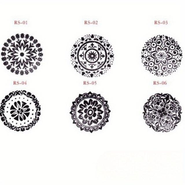 TEMU 6pcs Wooden Stamps Floral Pattern Rubber Stamps, Round & Square Lace Wooden Rubber Stamps For Scrapbooking & Handmade Invitations Greeting Cards Diy Craft Stamps