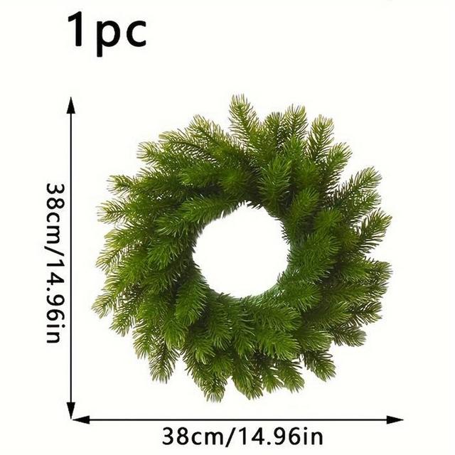 TEMU . Lebensechter Grüner Tannennadelkranz - Perfekt für Weihnachten, Hochzeiten & Thanksgiving Deko | Ideal für Kaminplinthe, Feiertagsdisplays, DIY-Bastelarbeiten | Wand-, Tür- & Fensterakzent