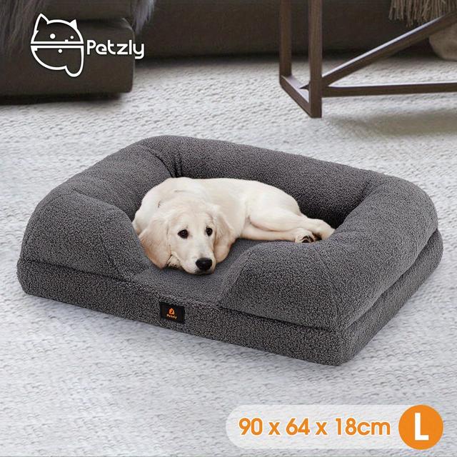 TEMU 3 Sizes Memory Foam Dog Bed Pet Sofa Calming Bed Washable Removable White/ Grey