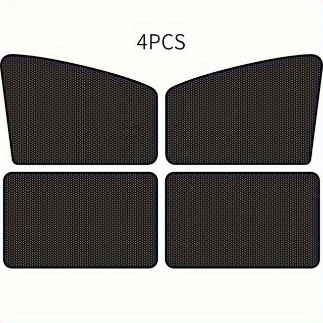 TEMU Set Of 4 Car Window Sunshades Featuring Magnetic Attachments, Made From Polyester Insulation, With A Partially Lined Design For Vehicle Protection Use