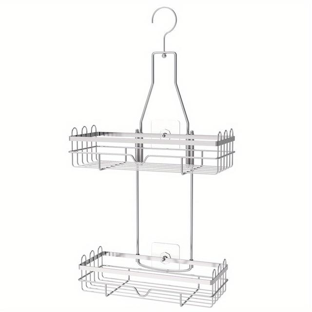 TEMU Single Shower Shelf, Two-level Corrosion-resistant Stainless Steel Shower Organizer, No-drill Shower Storage, Bath Additions, Holiday Present, Shower Caddies