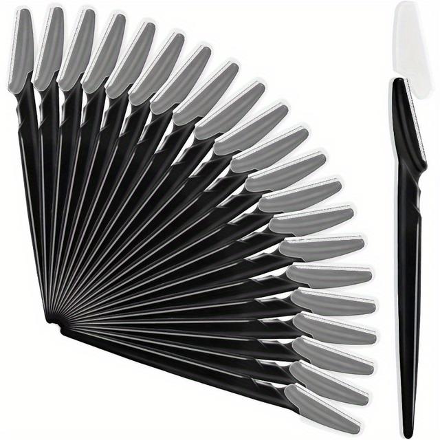 TEMU 21pcs Eyebrow & Face Razors - Exfoliating Dermaplaning Tools With Safety Cover, Stainless Steel Blades For - Ideal For , In Black, Light Pink, White, Blue