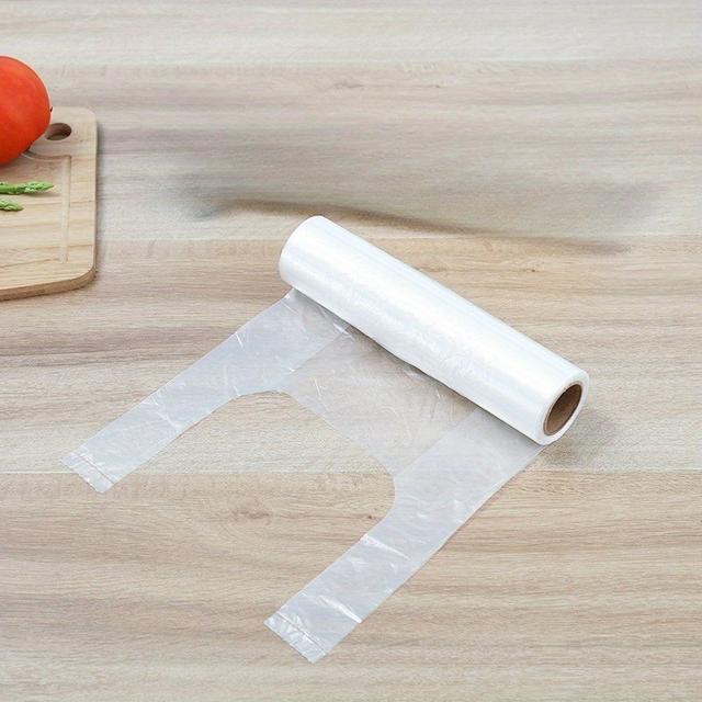 TEMU 100pcs Large Transparent Disposable Food Storage Bags - Leakproof, Freezer-safe For Supermarket & Convenience Store Use