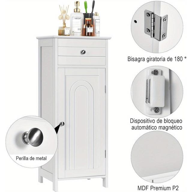 TEMU Gabinete de Baño Elegante de Pie con Estante Ajustable y Cajón Grande, Repisa de Cocina MDF para , Baño de Hotel - 35x30x87cm, Organizador, Armario de Almacenamiento