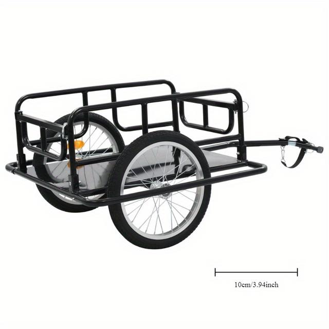TEMU Bike Trailer 130x73x48.5 Cm Steel Black Suitable For Hauling Heavy Items Such As Luggage, Plants, Tools Or Groceries