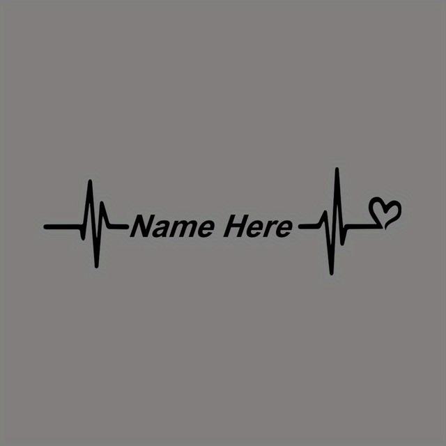 TEMU Black Custom Heartbeat Sticker Any Text Customizable Gift Personalized Content For Car Truck Window Die Cut Vinyl Decal