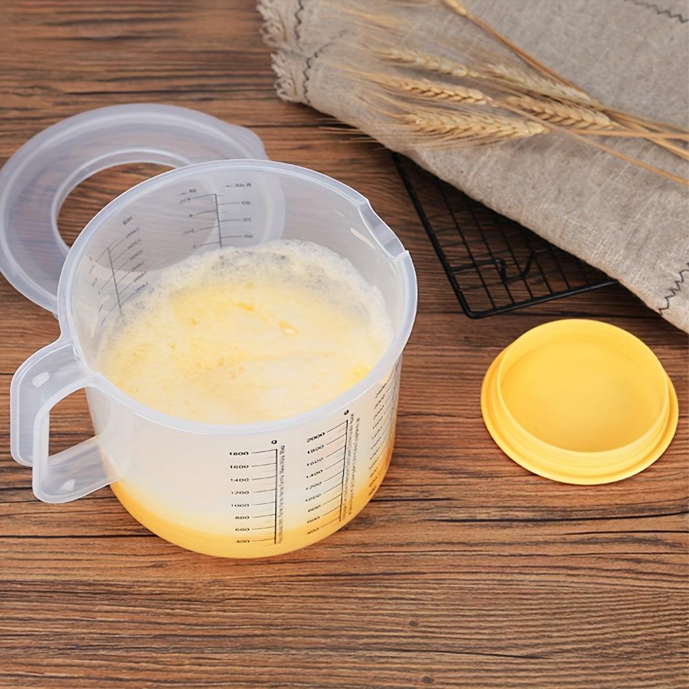 TEMU Versatile Mixing Bowl With Lid & Measuring Cups - Durable Plastic, Perfect For Salads & Baking