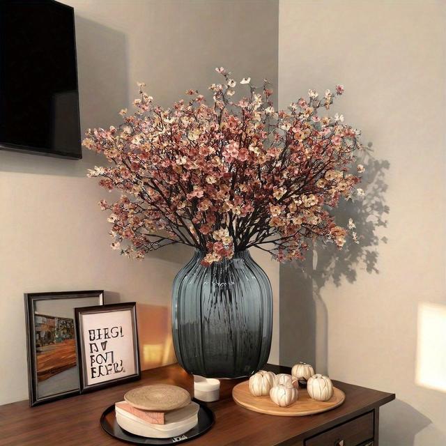 TEMU 10pcs Real Touch Fabric 's Breath Flowers - Beige & Brown, Detachable For Diy, Weddings, Office, Party Decor | Ideal For Fall, Halloween, Thanksgiving & Home Floral Arrangements