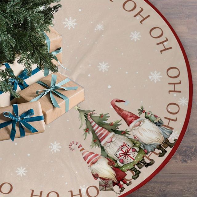 TEMU Bezaubernder Weihnachtsmann Weihnachtsbaumrock - Polyester, Perfekt für Feiertags-Heim- & Partydekoration, Drei Alte Männer, Winter, Baummatte Dekoration