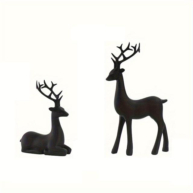 TEMU 2pcs Modern Reindeer Figurines Matte Statues Elk Sculpture Decorations For Living Room, Bedroom, Office