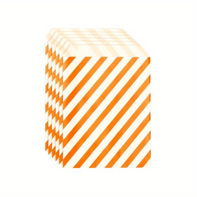 TEMU 25pcs Of 5 By 7 Inch Striped Paper Bags, Perfect For Holiday Weddings, Halloween, And Thanksgiving Treats