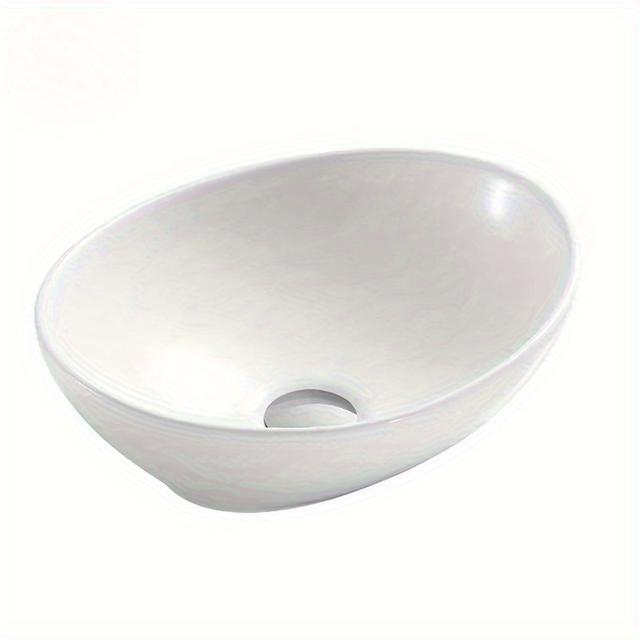 TEMU Modern Oval Vanity Basin: Elegant Basin For Round Or Oval Countertops, Contemporary Bathrooms