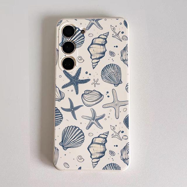 TEMU Sea Ocean Conch Pattern Light Blue Phone Case For Galaxy S22/s22+/s22 Ultra/s23/s23+/s23 Fe/s23 Ultra/s24/s24 Plus/s24 Ultra /a32/a35/a15/a53/a54/a51/ A55/a33/a14/a05s, Protective Cover