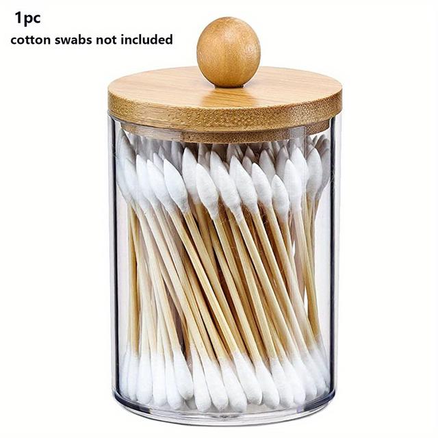 TEMU Storage Box Acrylic Portable Round Container Storage Tank Square Storage Bamboo Lid Storage Box