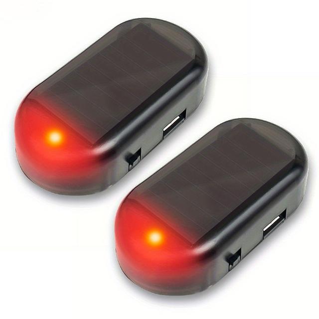 TEMU 2pcs Car Solar Anti-theft Light | Led Decorative And Simulated Light, Usb Rechargeable, Non, Suitable For Motor Vehicles And Parties