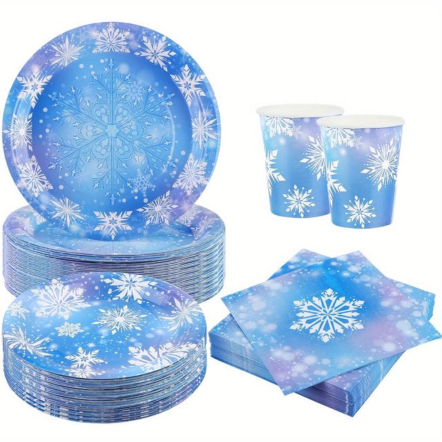 TEMU Conjunto, Suministros para Fiesta de Navidad : 80pcs Platos de , Servilletas y Vasos - para Fiestas de Navidad y de Invierno