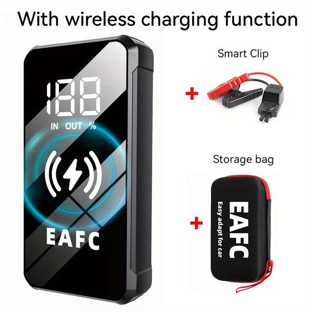 TEMU 10000ma Multifunction Portable Car Emergency Booster 12v Auto Starting Device, Car Jump With Wireless Charging And Emergency Lights, Car Jump Power Bank, Car Accessories, For 6.0l Car 4.0l Car