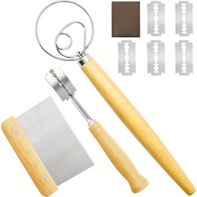 TEMU 3pcs Set Of Bread Making Tools And Supplies With Bread Scraper Dough Hook Wheat Bread Tools And Blades Are Baking Dough Pizza And Pastries