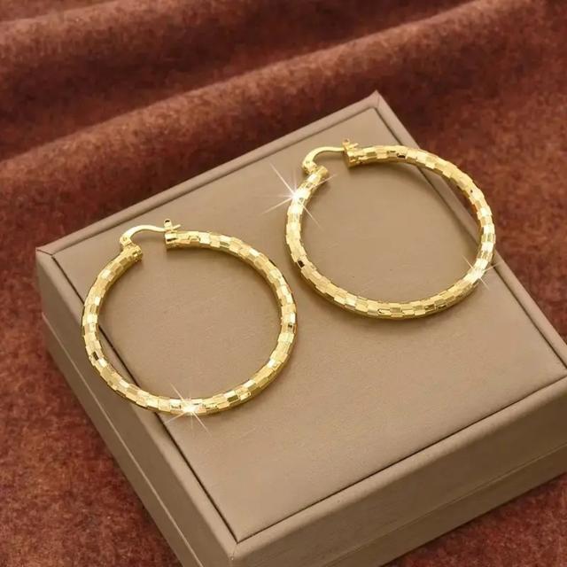 TEMU Elegantes Pendientes de Aro Boho-Chic de Cobre con Circonita Cúbica Brillante - Perfectos para y Glamor Diario