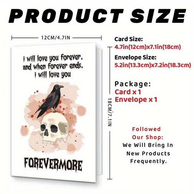 TEMU 1 Gothic-themed Love Card, A Present For Goth Enthusiasts And Horror Fans, Perfect For Weddings, Birthdays, Anniversaries, And Valentine's Day, With A Dark And