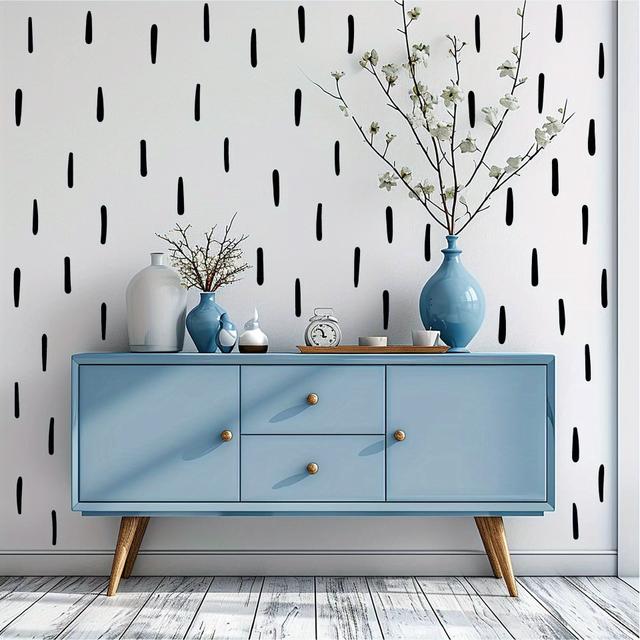 TEMU Set Of 5 Wall Decals Featuring In Black, Perfect For Scandinavian-style Home Decor. Self-adhesive Stickers Are Ideal For Projects