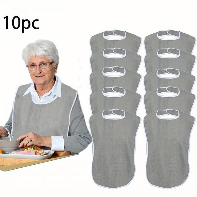 TEMU 10 Paquetes de Toallas Absorbentes para Adultos - Baberos Ajustables, Lavables y Reutilizables para Proteger las Comidas para Ancianos y Discapacitados