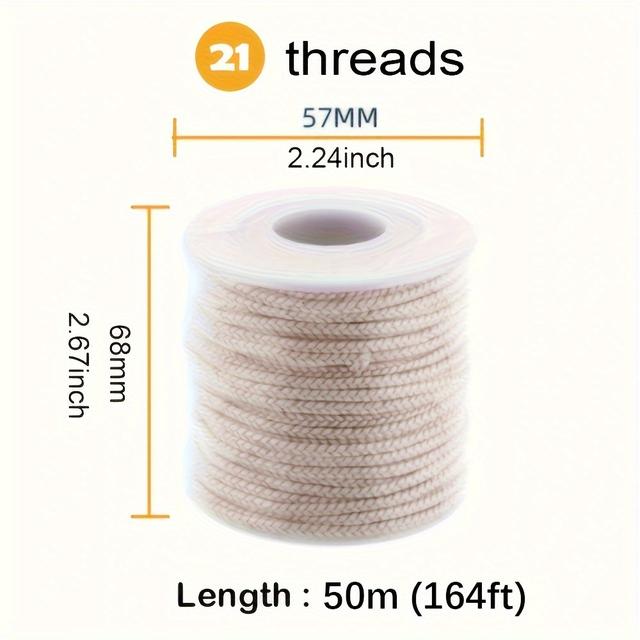 TEMU 1 рулон 1968.5-дюймовий високоякісний гніт для виготовлення свічок, аксесуари для DIY виготовлення свічок, підходить для різних розмірів свічок