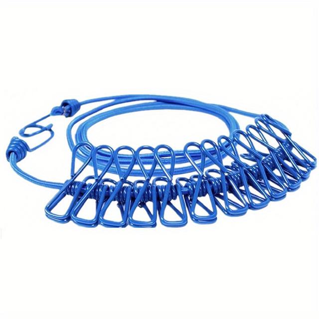 TEMU Clothesline With Clips, Portable Retractable Windproof Clothesline With 12 Clips Clothes, For Outdoor Camping Travel