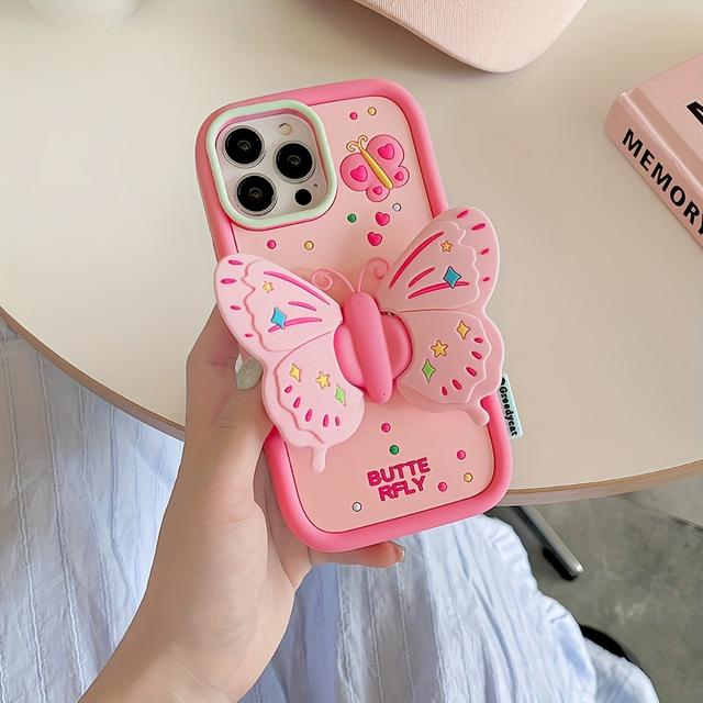 TEMU حامل هاتف محمول على شكل وردي مناسبة لأجهزة آيفون 16 برو و16 برو و16 لوس و16 و15 برو و13 برو ، حافظة هاتف محمول واقية مصنوعة من السيليكون المبتكر، حامل هاتف للهدايا، حامل هاتف للنساء.