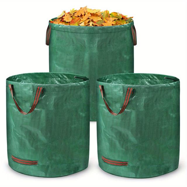 TEMU Self-standing Garden Waste Bags With Stabilizing Rings - Heavy-duty Pp Fabric Leaf Bags, & Green Trash Bags Suitable For & Professional Waste Disposal
