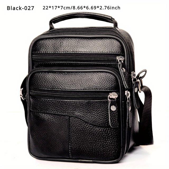 TEMU Herren Echtleder Business Casual Umhängetasche, Koreanischer Stil Schulter Reisetasche, Top Narbenleder, Trendy und Tragbar, Modeaccessoire für Herren