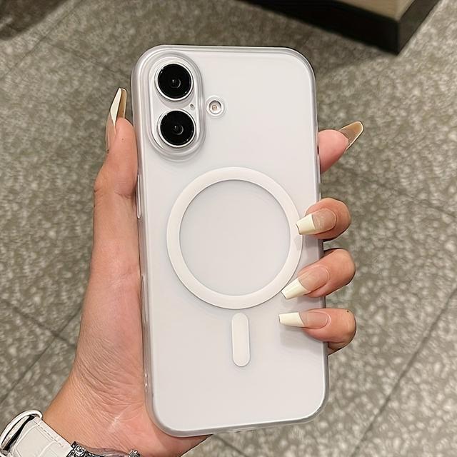 TEMU 아이폰 16 프로 맥스 플러스용 럭셔리 매트 투명 충격 방지 무선 충전 커버 케이스, 15 14 13 프로 맥스 플러스 호환