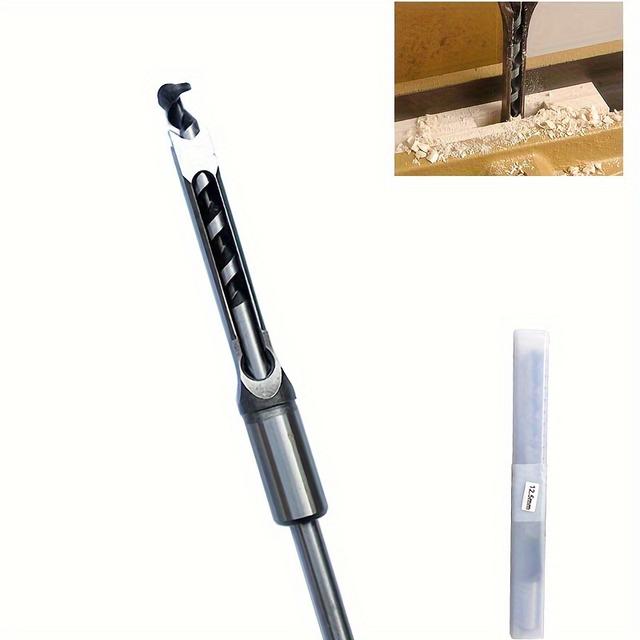 TEMU Juego de brocas de calidad para taladrar agujeros cuadrados para trabajo de madera, con tamaños de 12,5 mm y un mango redondo con acabado brillante.