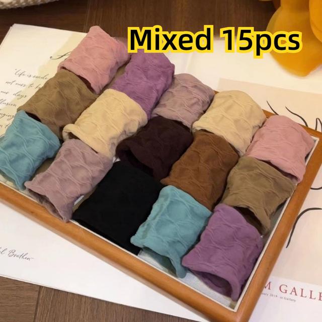 TEMU 15-pack Soft Wide Fabric Jacquard Elastic Durable Hair Ties, Thickened And Widened