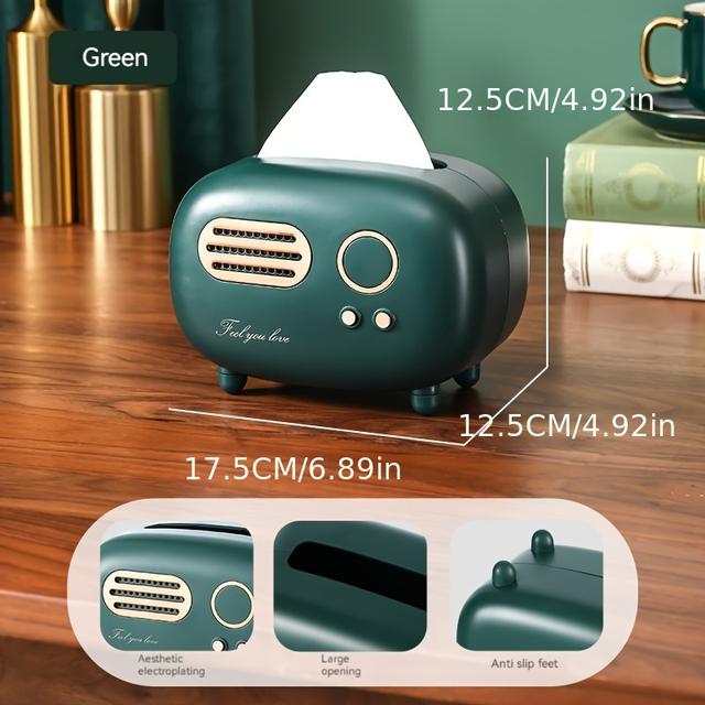 TEMU 1 Vintage Radio Style Tissue Holder, Perfect For Valentine's Day, Tissue Organizer, Ideal For Back To School, Suitable For Living Room, Bedroom, Bathroom, And Various Other Settings