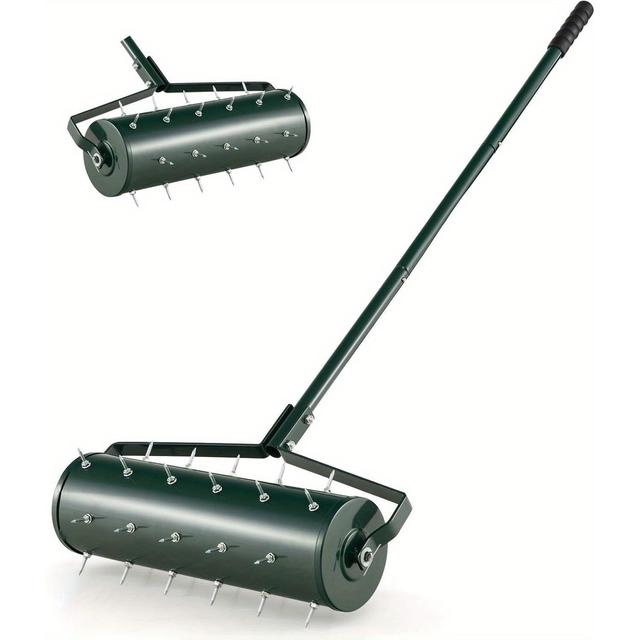 TEMU Lawn Aerator Roller Manual, Manual Scarifier With Handle And Nails, Lawn Aerator