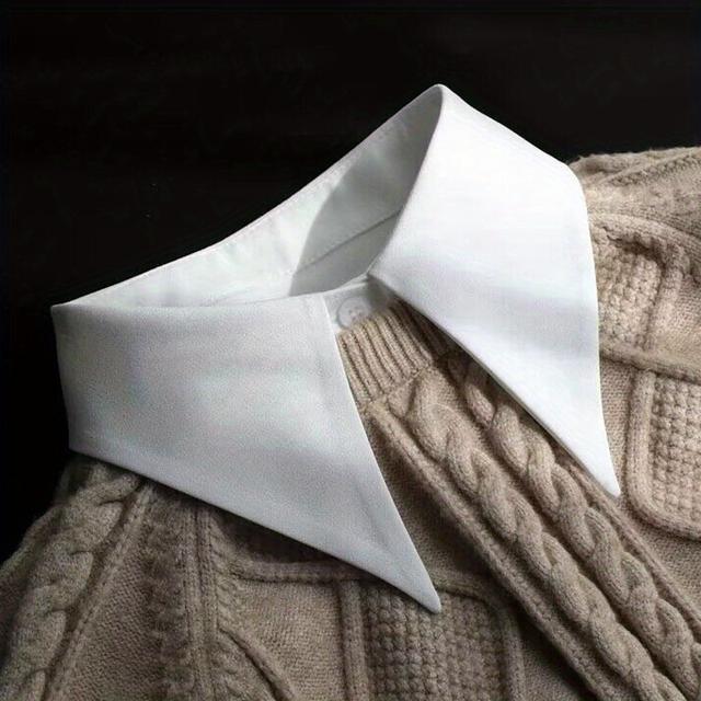 TEMU Women's Versatile Detachable Shirt Collar - 100% Polyester Woven Collar, Elegant Pointed Design, Hand Wash Or - Professional Office Layering Accessory