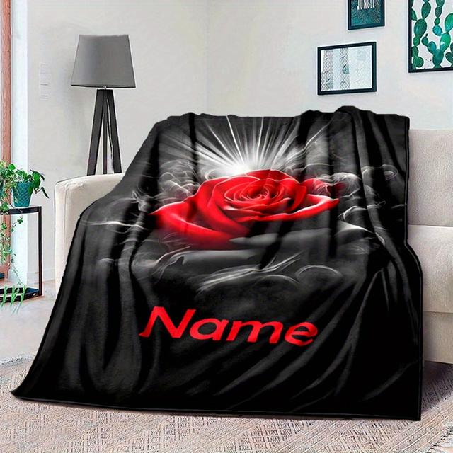 TEMU Custom Name Elegant Blanket - Soft, Warm Flannel Throw With 3d - Ideal For Bed, Sofa, Office Chair - Perfect Personalized Gift For Birthdays, Christmas, Best For Christmas