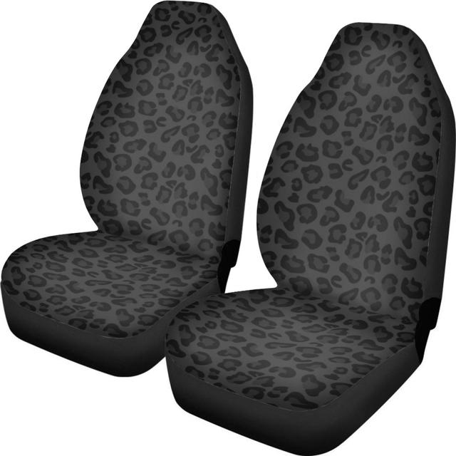TEMU 2pcs Leopard Printed Seat Covers For Front Seats, Polyester Automotive Bucket Seat Cushion Pads, Car Seat Cushion