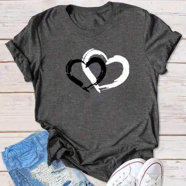 TEMU Black And White Heart-shaped Heat Transfer Patch Stickers-washable Decals, Suitable For T-shirts, Jeans, Backpacks | Polyester Handmade Stickers